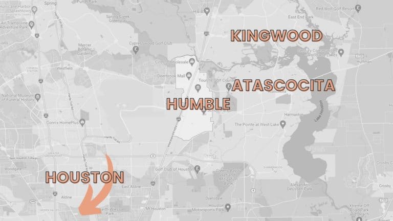 cities near humble tx map