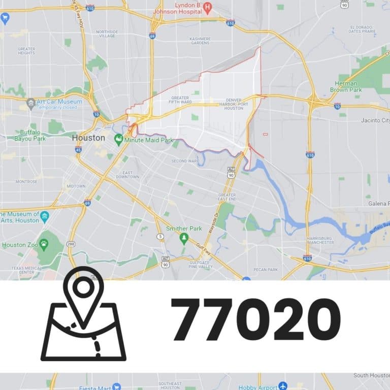 map of zip code 77020 houston